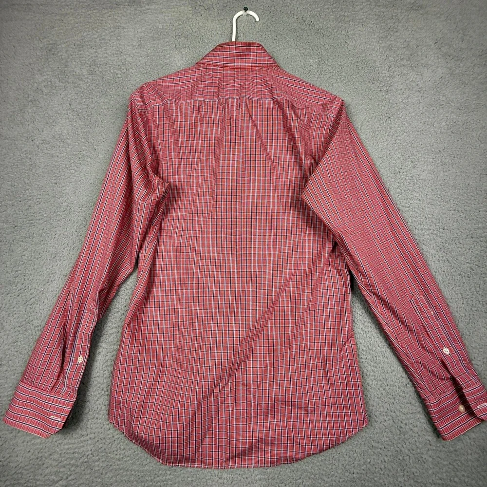 Banana Republic Non Iron Tailored Slim Fit‎ Red Plaid Button Down Shirt Men S
